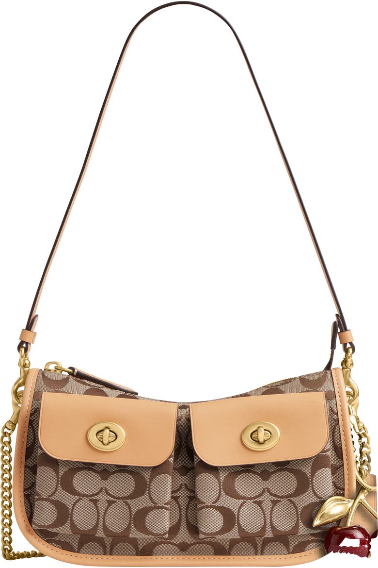 Waverly Twin Turnlock Signature Jacquard & Leather Shoulder Bag Waverly Twin Turnlock Signature Jacquard & Leather Shoulder Bag