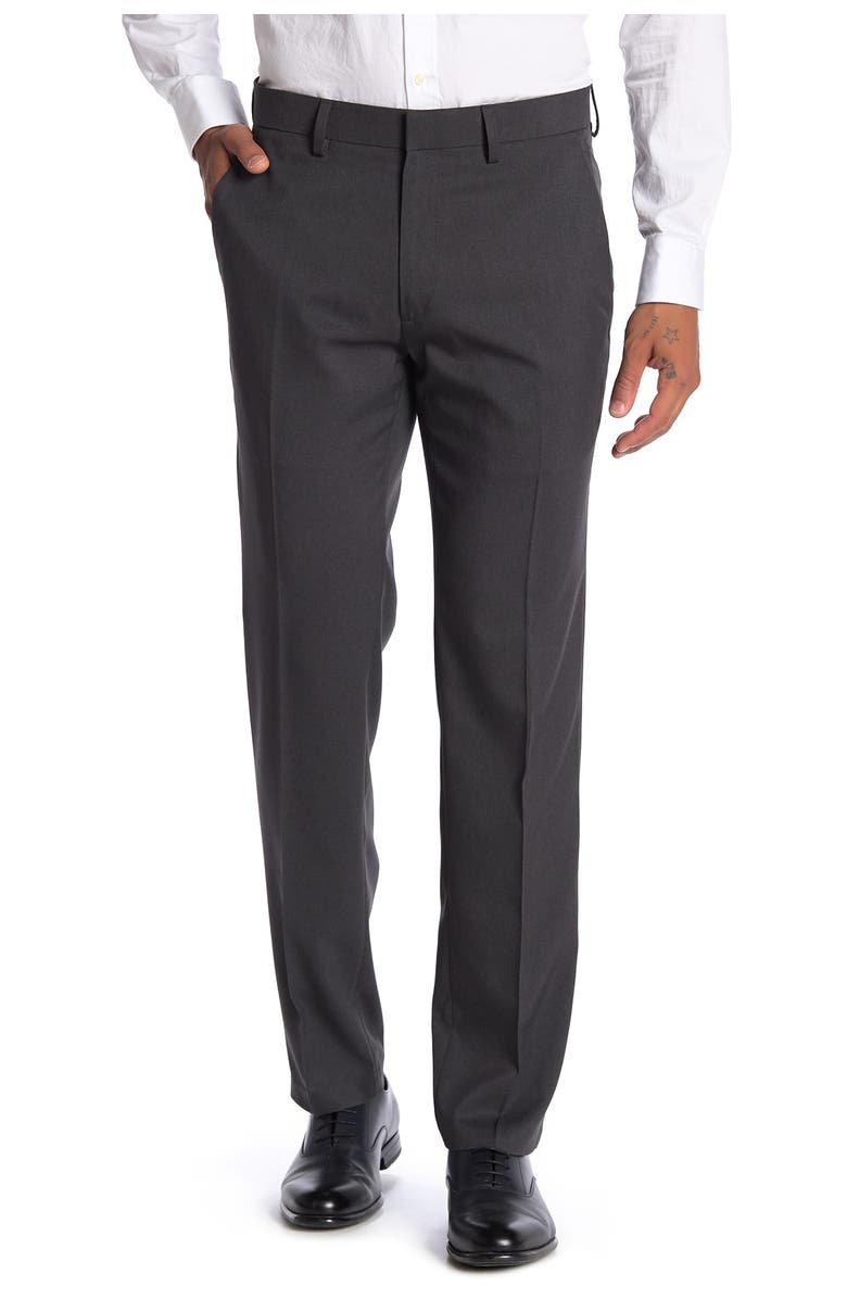 Kenneth Cole Reaction Mini Check Straight Fit Dress Pants, Main, color, Charcoal