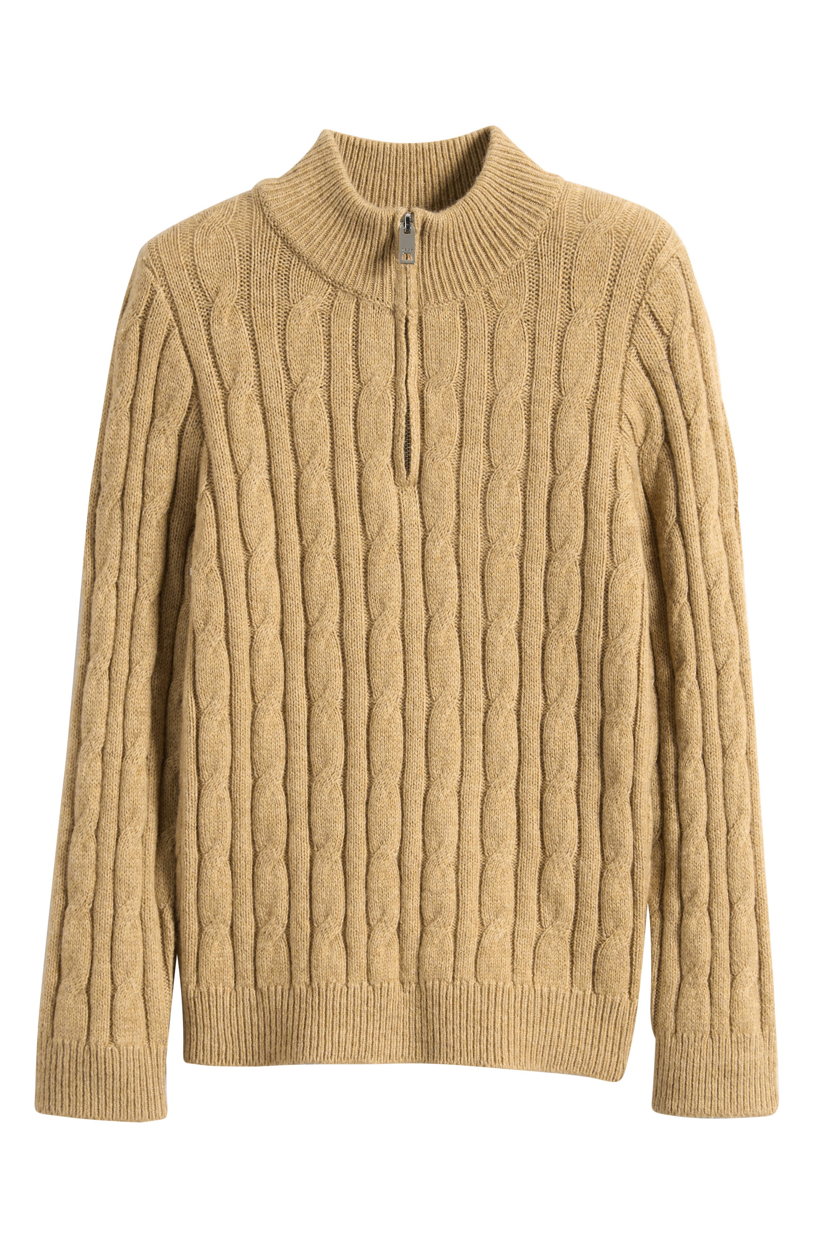 Reiss Kids' Clovelly Quarter Zip Wool Blend Cable Sweater