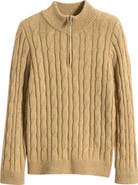 Reiss Kids' Clovelly Quarter Zip Wool Blend Cable Sweater