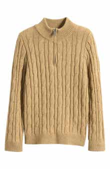 Reiss Kids' Clovelly Quarter Zip Wool Blend Cable Sweater