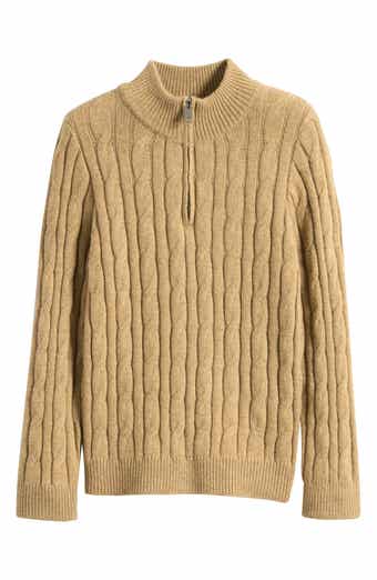 Reiss Kids' Clovelly Quarter Zip Wool Blend Cable Sweater