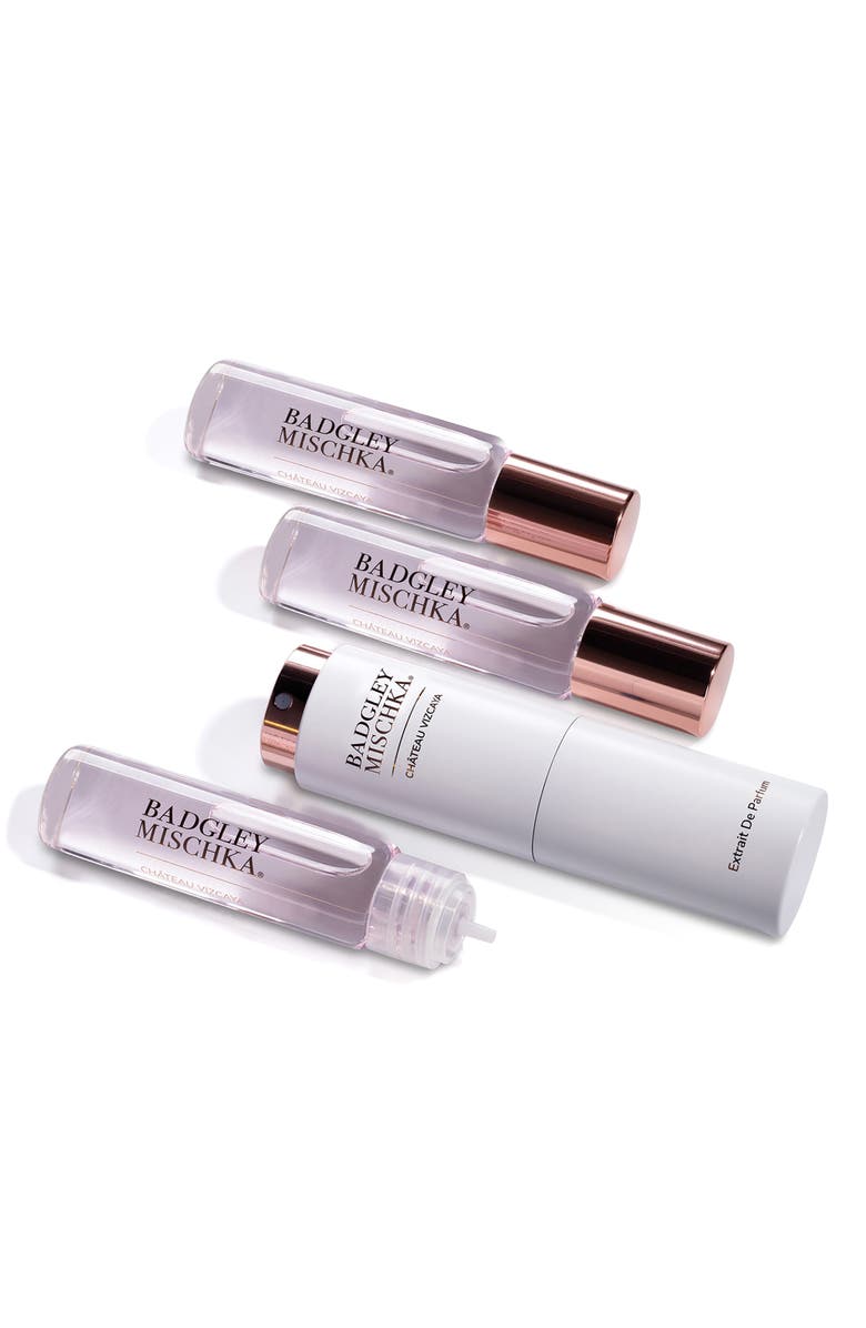 BADGLEY MISCHKA Château Vizcaya Extrait de Parfum Twist & Spray Travel Set & Passport Cover $100 Value, Alternate, color, White