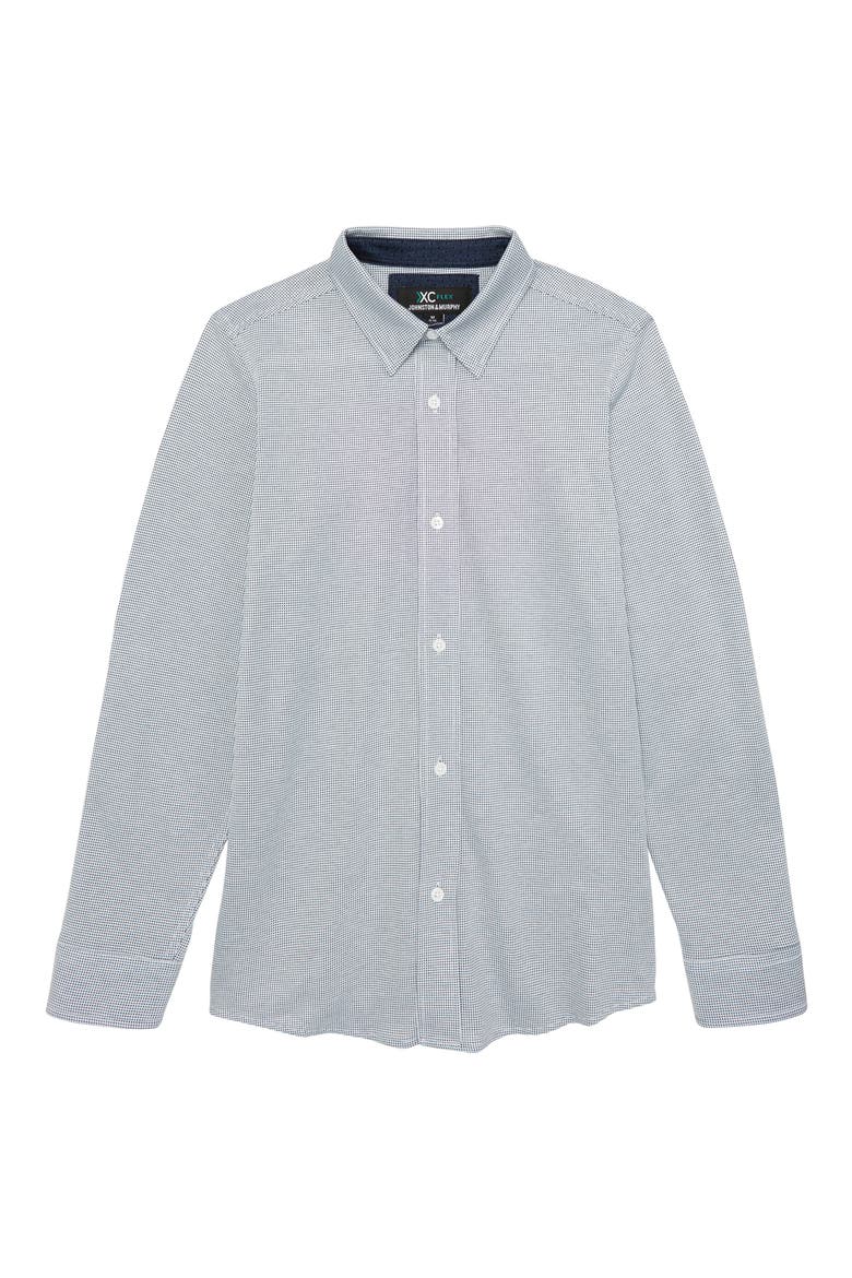 Kids' XC Flex Stretch Button-Up Shirt, Main, color, NAVY MICRO DOT