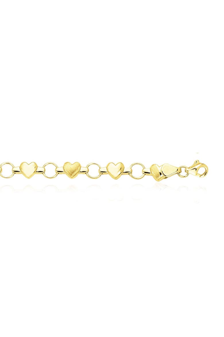 Gold Heart Round Link Bracelet, Alternate, color, Yellow Gold