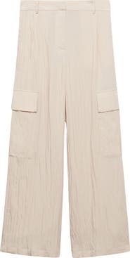 MANGO Textured Satin Cargo Pants