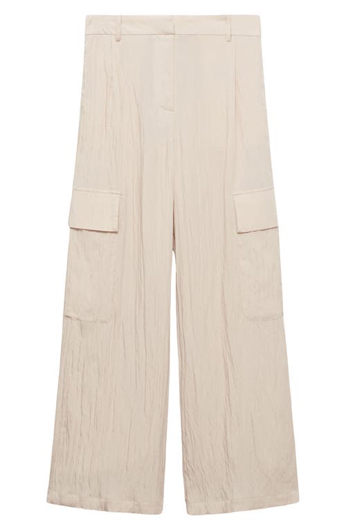 Mango Textured Cargo Trousers Sand In Sand