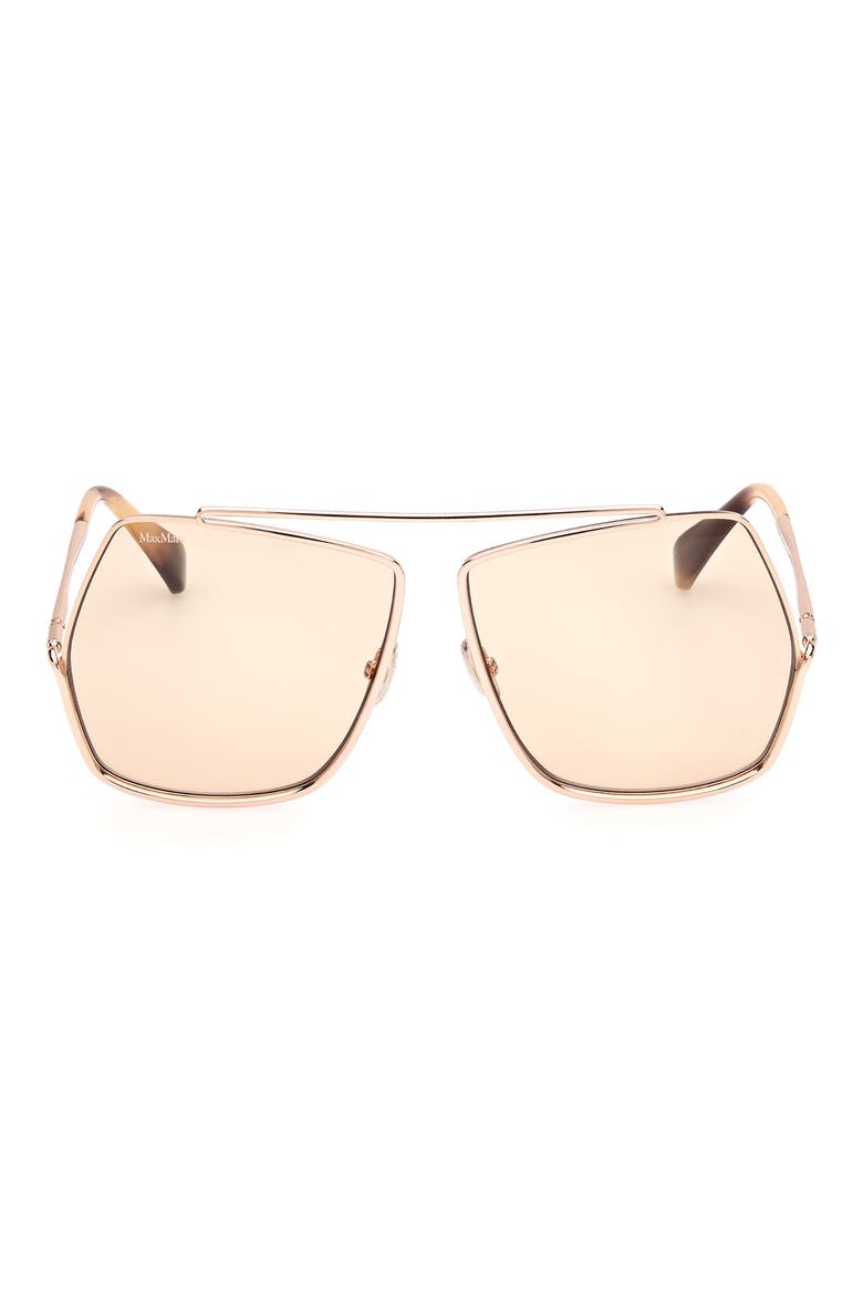 64mm Geometric Sunglasses, Main, color, SHINY ROSE GOLD / BROWN