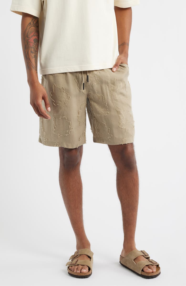 OAS Palmoza Nicola Jacquard Fil Coupé Drawstring Shorts, Main, color, Light Brown
