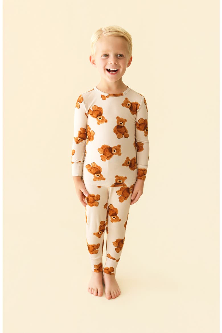 Kids' Print Fitted Two-Piece Pajamas, Alternate, color, BEIGE