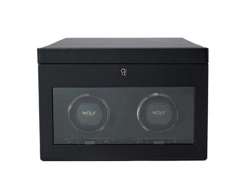 Wolf British Racing Double Watch Winder With Storage In Black