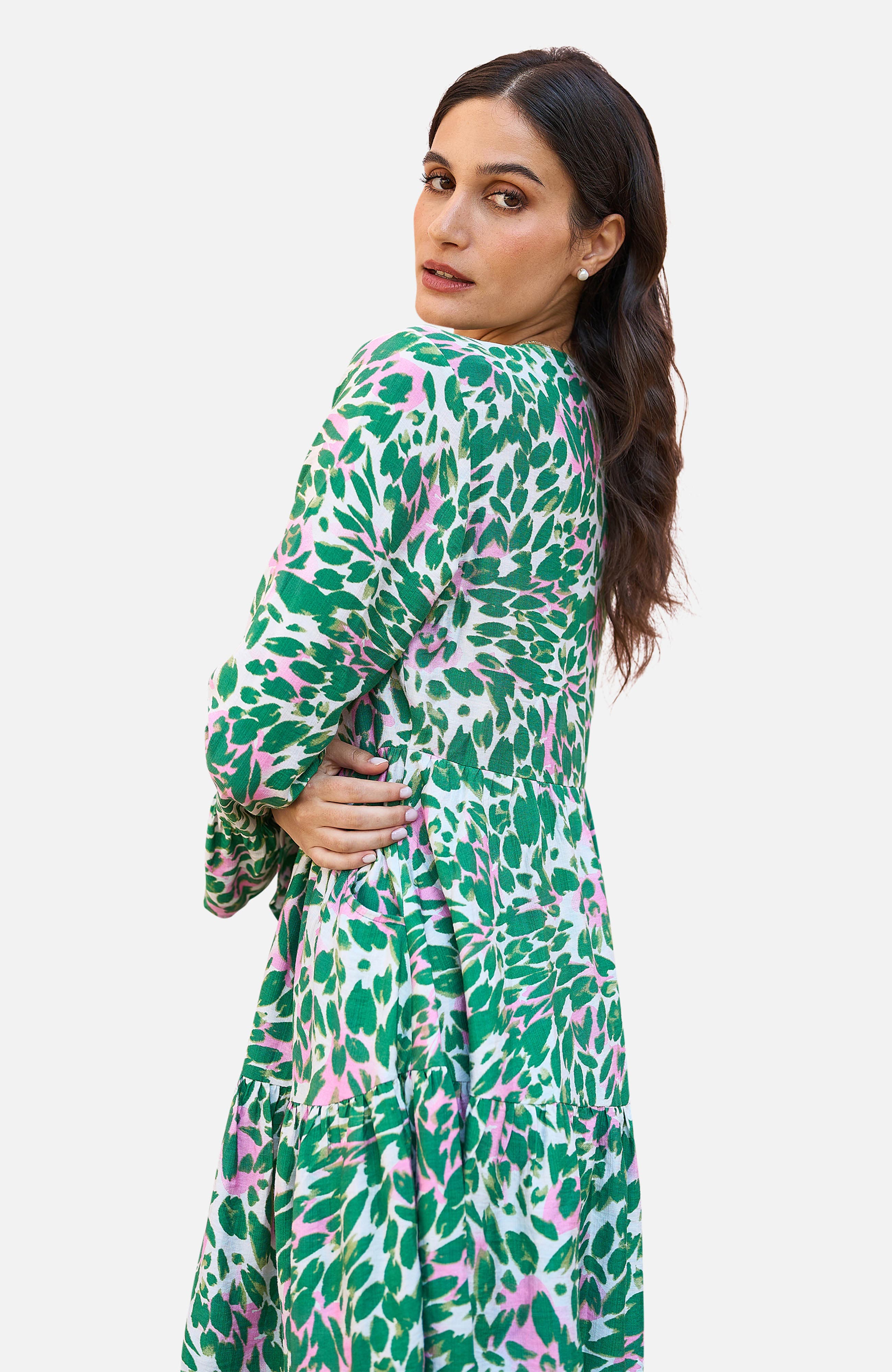Ikat Print 3/4 Sleeve Tunic Dress - image 2