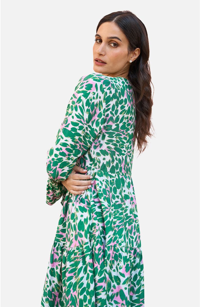 Yumi Ikat Print 3/4 Sleeve Tunic Dress, Alternate, color, Green