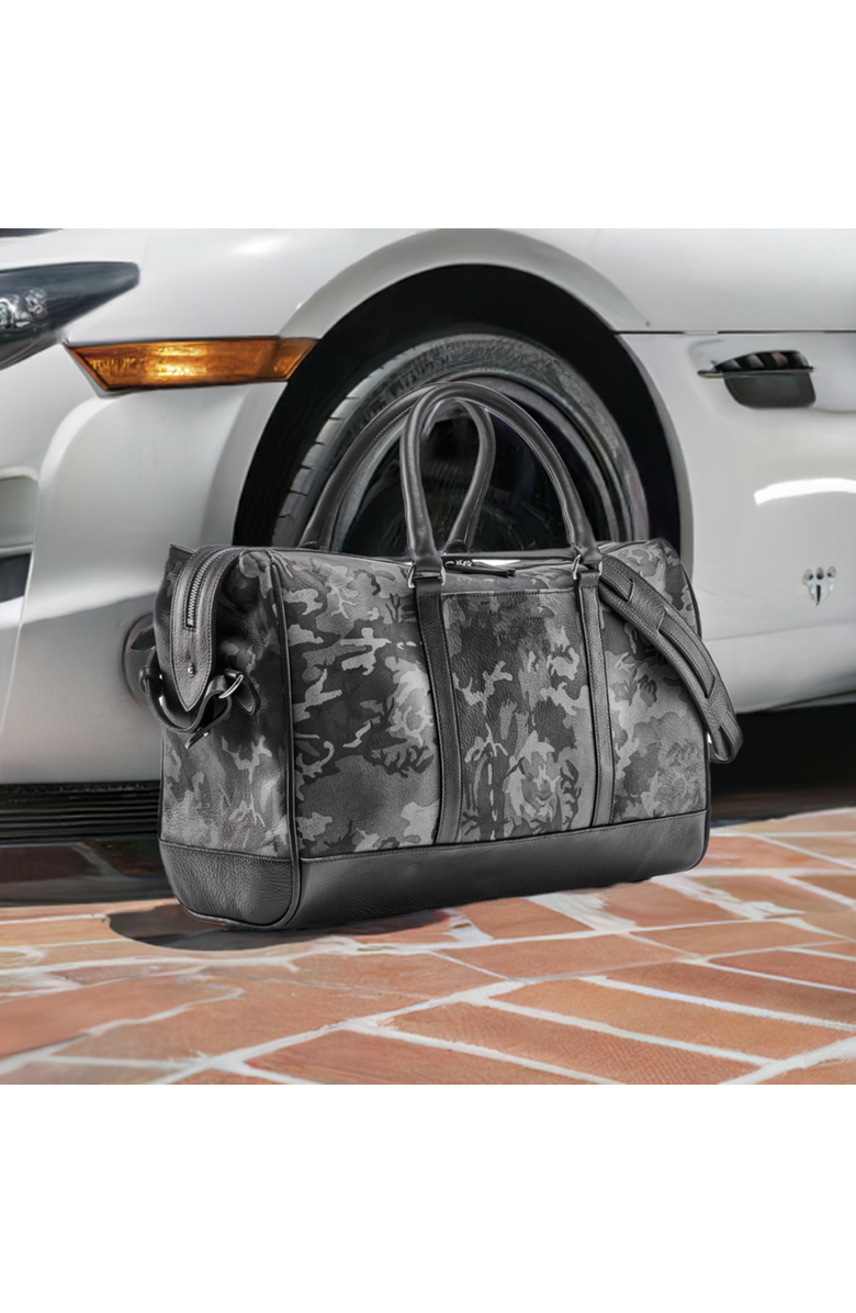 Prince of Scots Wanderlust Leather Weekender, Alternate, color, Grey Camo