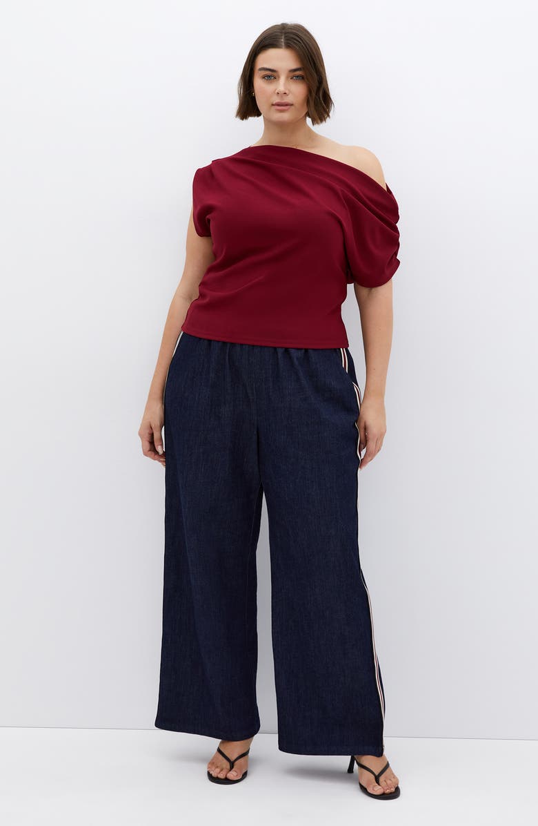 City Chic Imani One-Shoulder Top, Alternate, color, Cherry