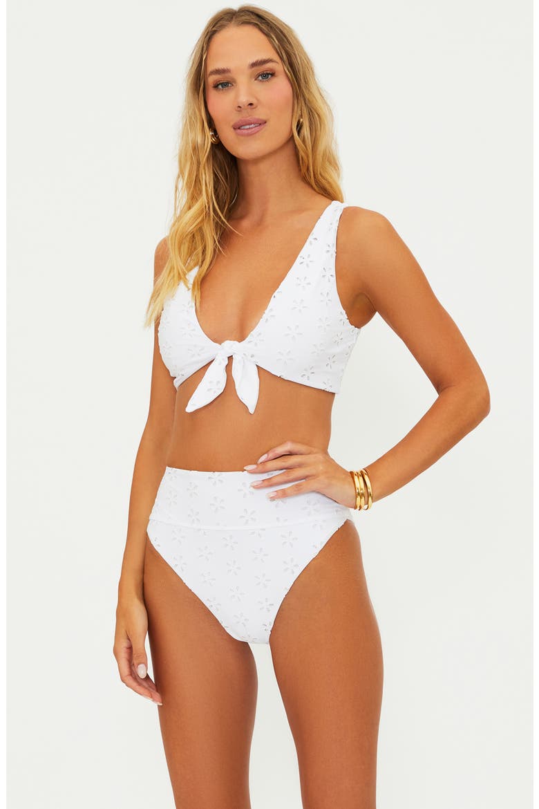 Hazel High Waist Bikini Bottoms, Alternate, color, WHITE MAGNOLIA EYELET