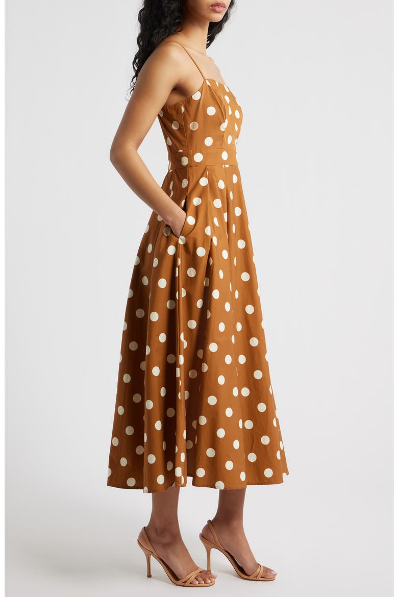 Dot Sleeveless Maxi Dress, Alternate, color, BROWN/ WHITE