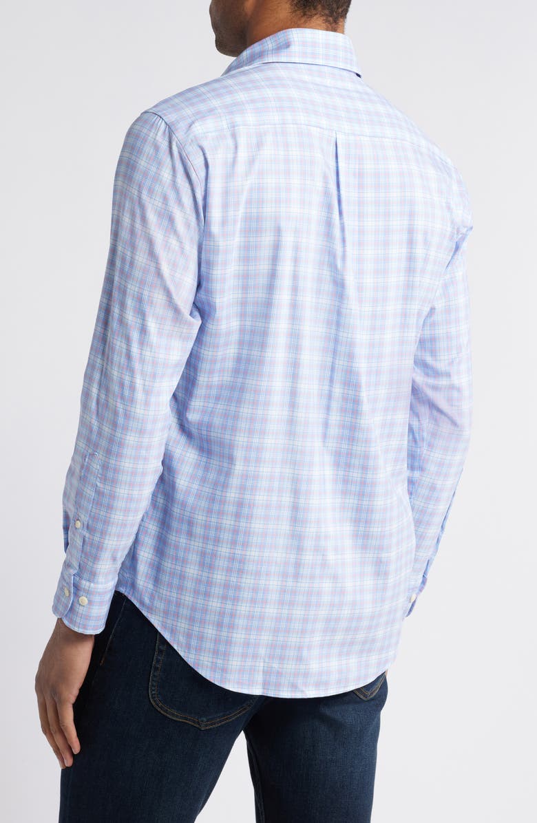 Peter Millar Windermere Crown Lite Plaid Performance Button-Up Shirt, Alternate, color, Blue Poppy