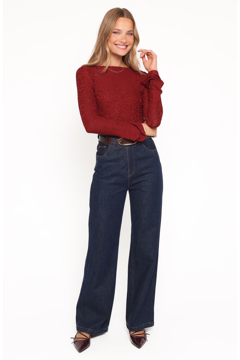 Jasmine Floral Jacquard Knit Top, Alternate, color, RED