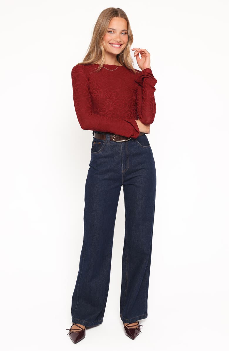 Petal & Pup Jasmine Floral Jacquard Knit Top, Alternate, color, Red