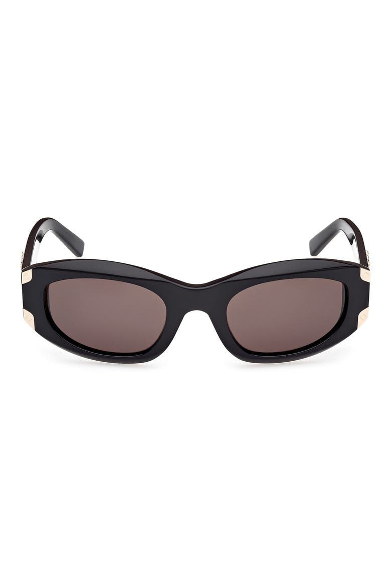 53mm Oval Sunglasses, Main, color, SHINY BLACK / SMOKE