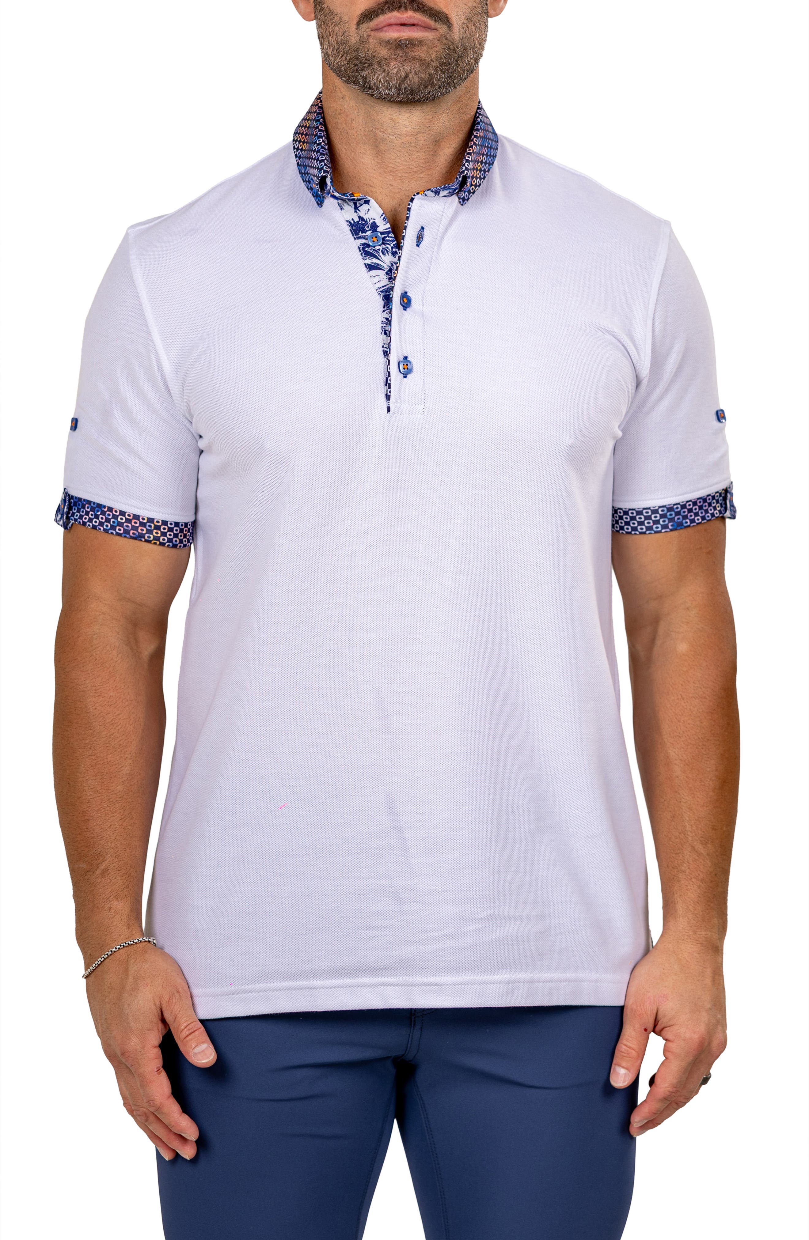 Newton Marthyr0024 White Button-Down Pique Polo