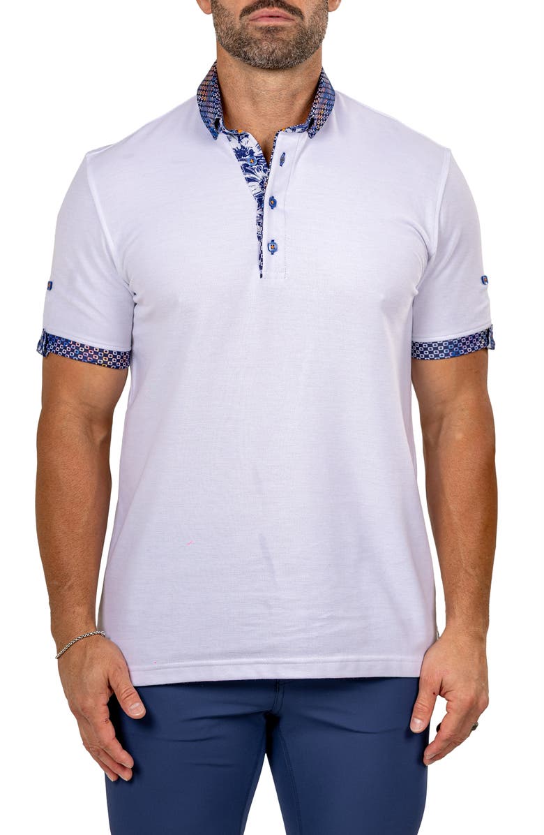 Maceoo Newton Marthyr0024 White Button-Down Piqué Polo, Main, color, 