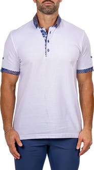 Maceoo Newton Marthyr0024 White Button-Down Piqué Polo