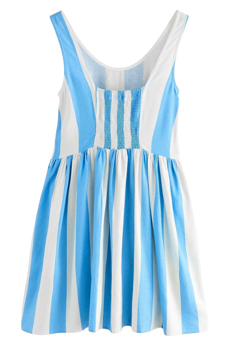 Stripe Linen Blend Sleeveless Fit & Flare Minidress, Alternate, color, WHITE