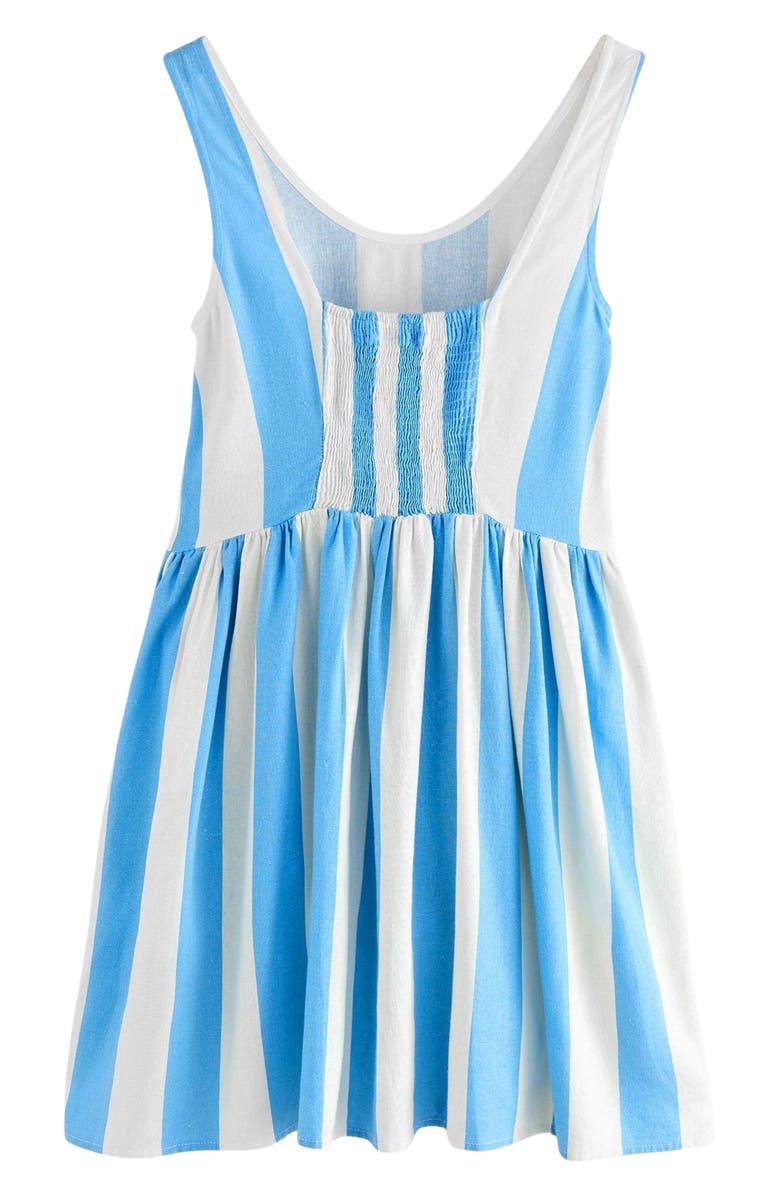 NEXT Stripe Linen Blend Sleeveless Fit & Flare Minidress, Alternate, color, White