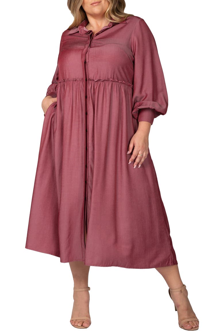 Button Front Shirtdress, Main, color, MERLOT