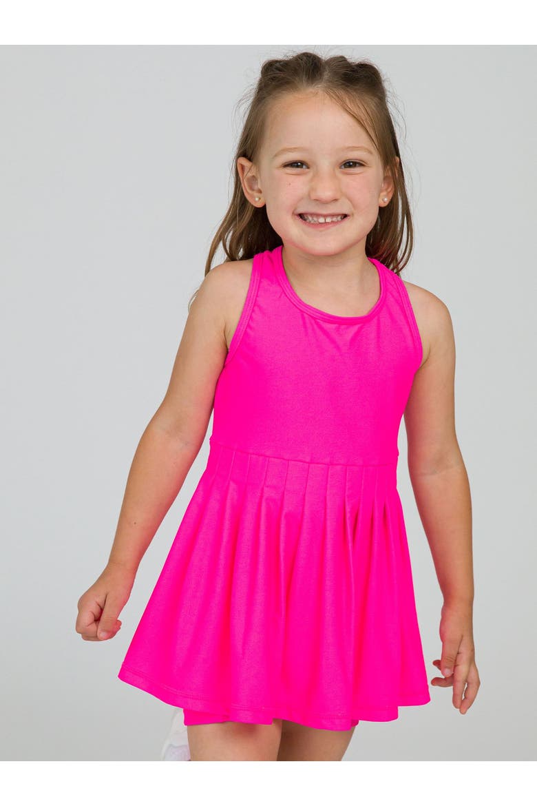 Girls UPF50+ Active Dress & Bike Short Set, Alternate, color, Neon Magenta