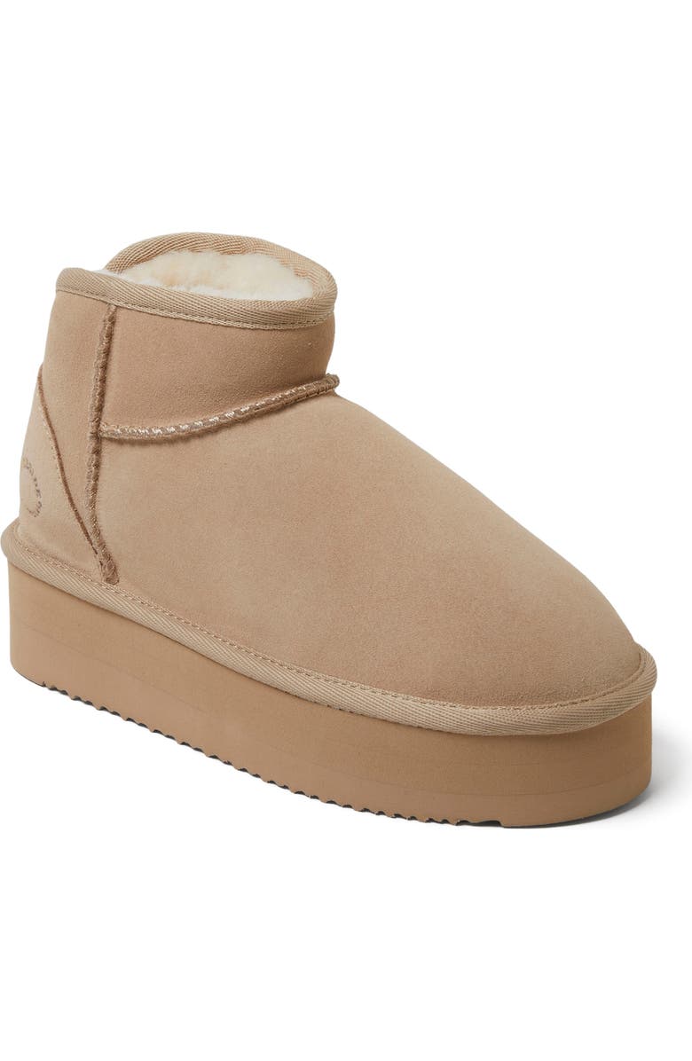 DEARFOAMS Fireside Kingston Genuine Shearling Platform Bootie, Main, color, Sand