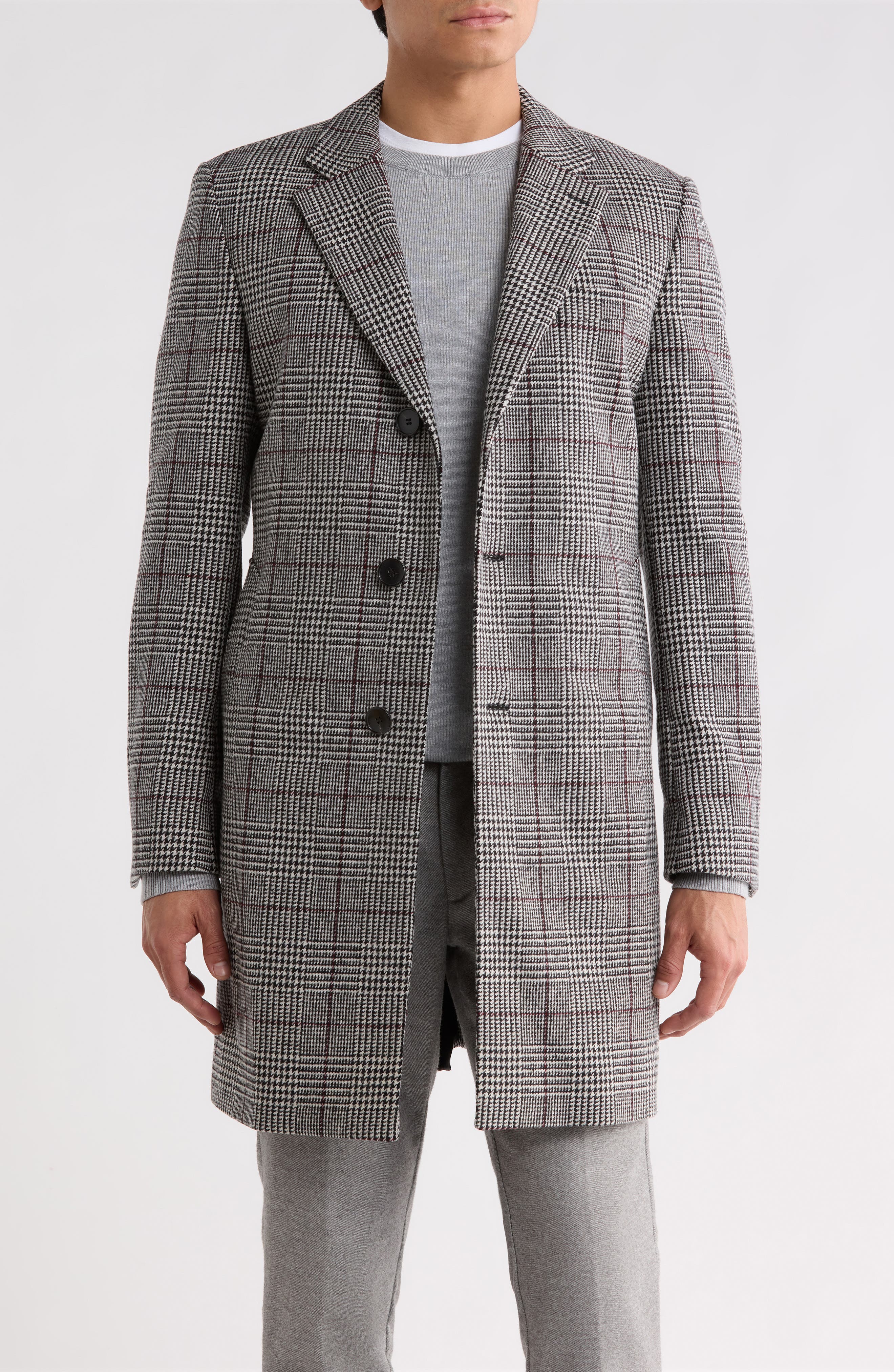 Plaid Wool Blend Coat