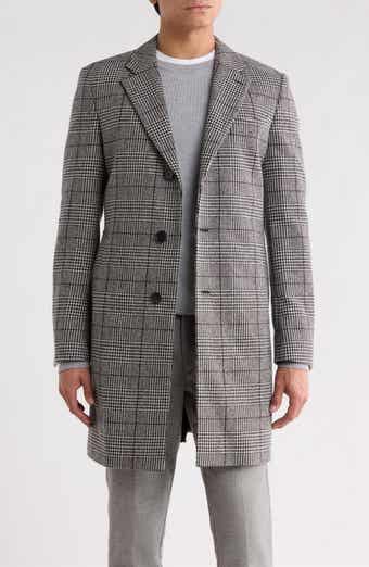 Plaid Wool Blend Coat