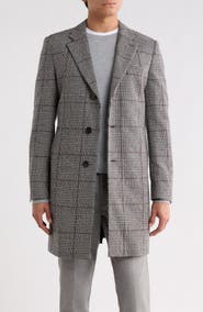 BOSS Plaid Wool Blend Coat