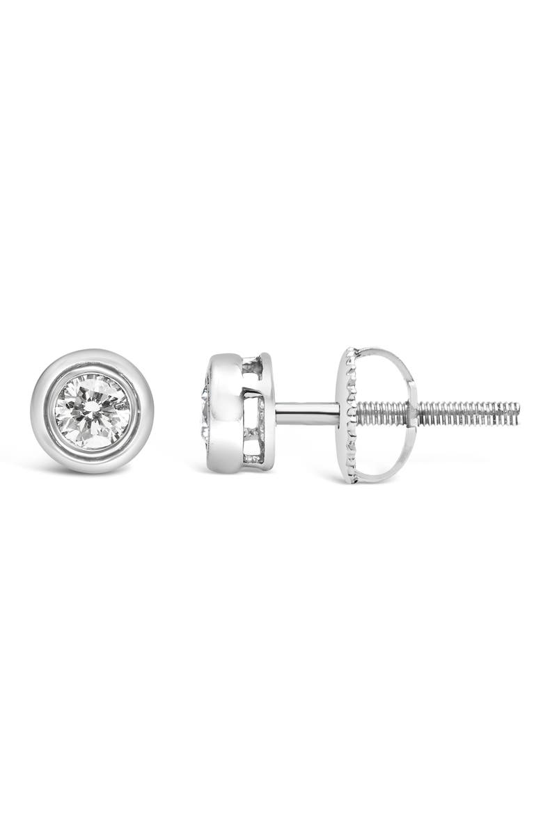 Haus of Brilliance Silver 1/5 Ct Lab-Grown Diamond Modern Bezel- Stud Earring, Alternate, color, White