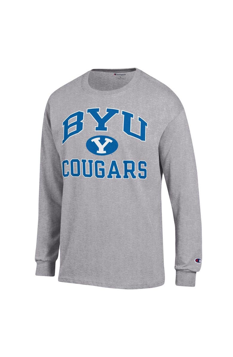 Champion Men's Champion Heather Gray BYU Cougars High Motor Long Sleeve T-Shirt, Alternate, color,