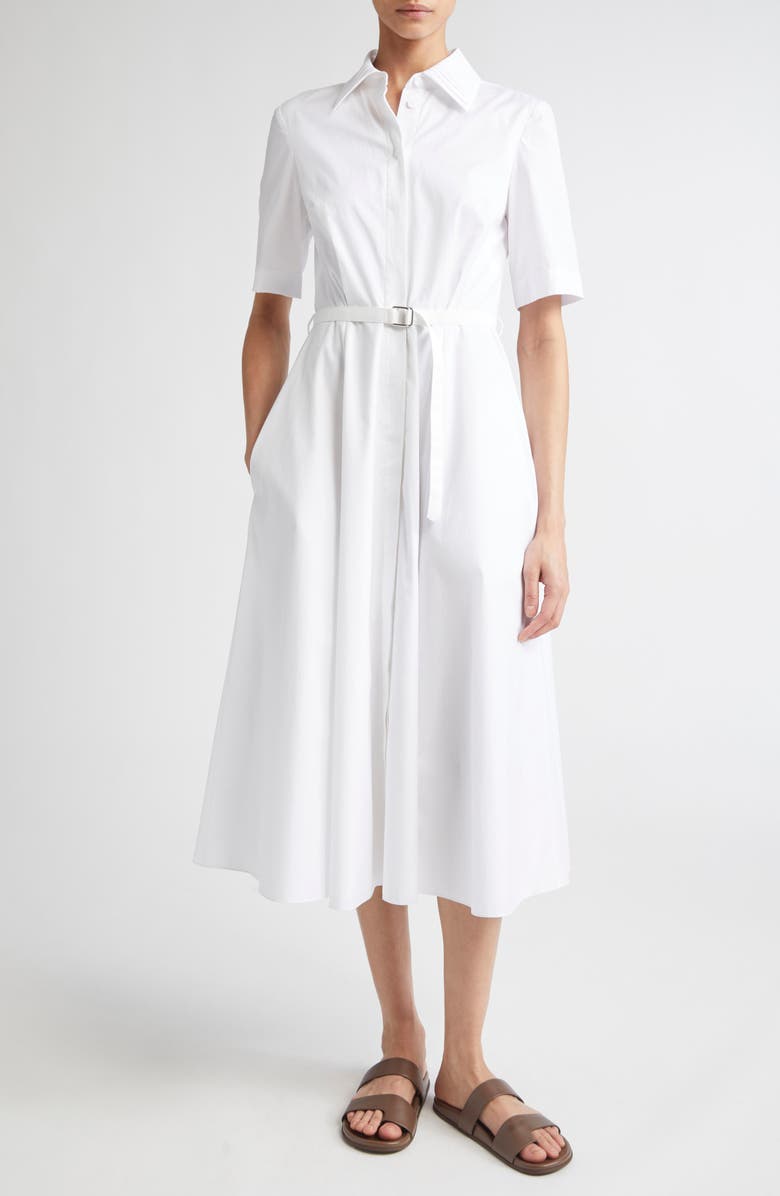 Emilia Wickstead Rubie Belted Cotton Poplin Shirtdress, Main, color, White