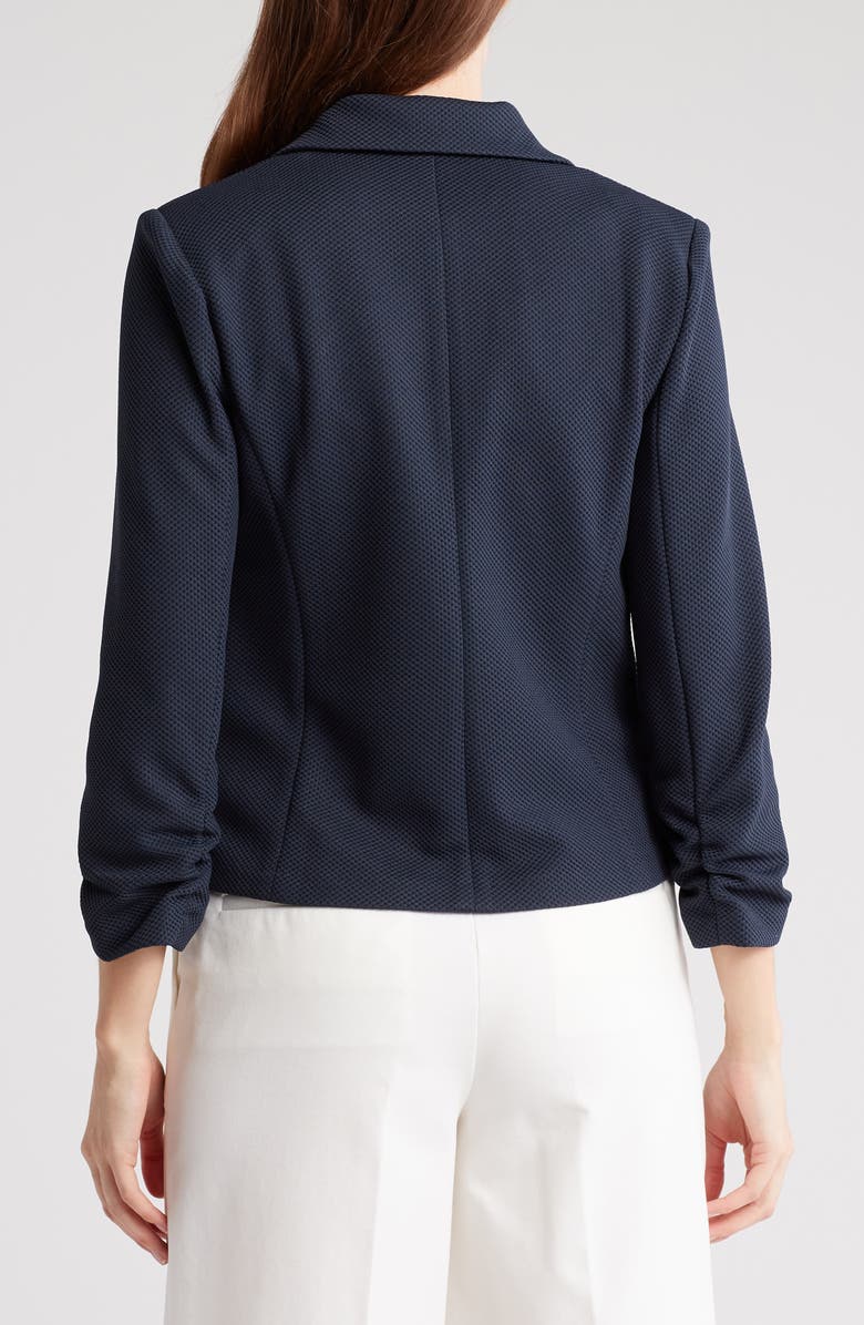 Amanda & Chelsea Notch Lapel 3/4 Sleeve Pique Knit Blazer, Alternate, color, Navy