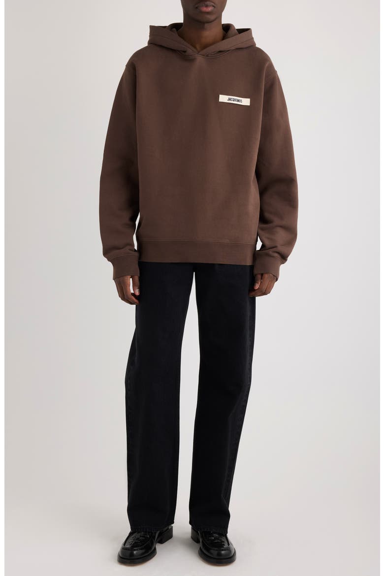 Le Hoodie Gros Grain Cotton Hoodie, Alternate, color, DARK BROWN