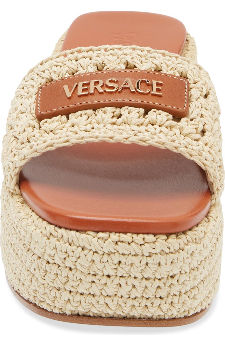 Versace Espadrille Platform Slide Sandal, Alternate, color, Natural Ambrer Gold