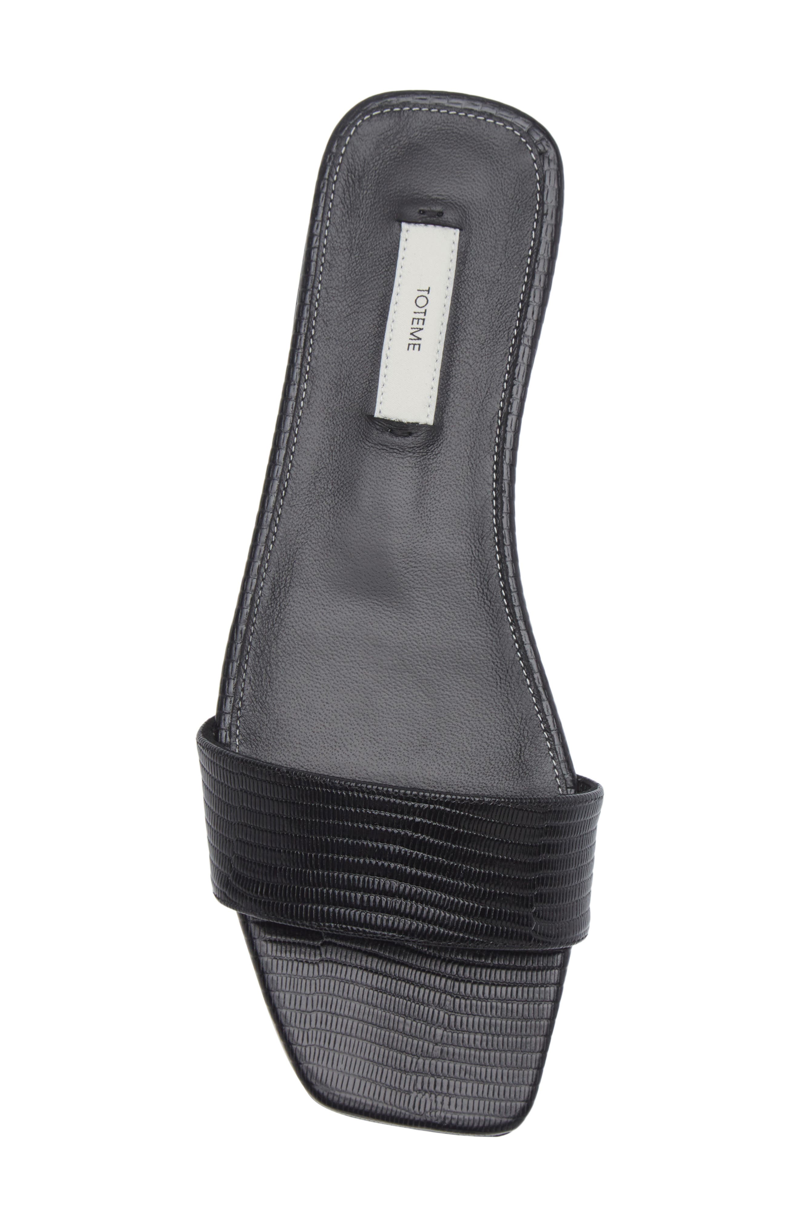 TOTEME Lizard Embossed Slide Sandal, Alternate, color, Black