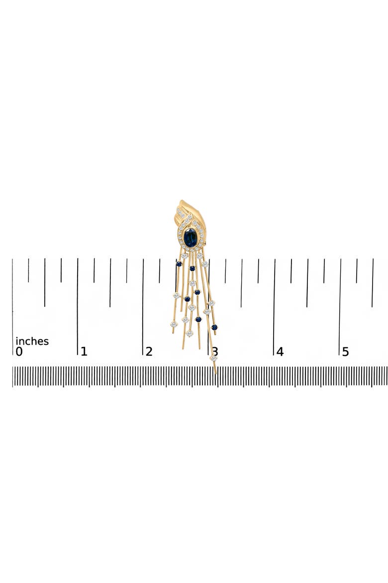 14K Yellow Gold 1.0 Cttw Diamond and Blue Sapphire Chandelier Earrings, Alternate, color, Yellow