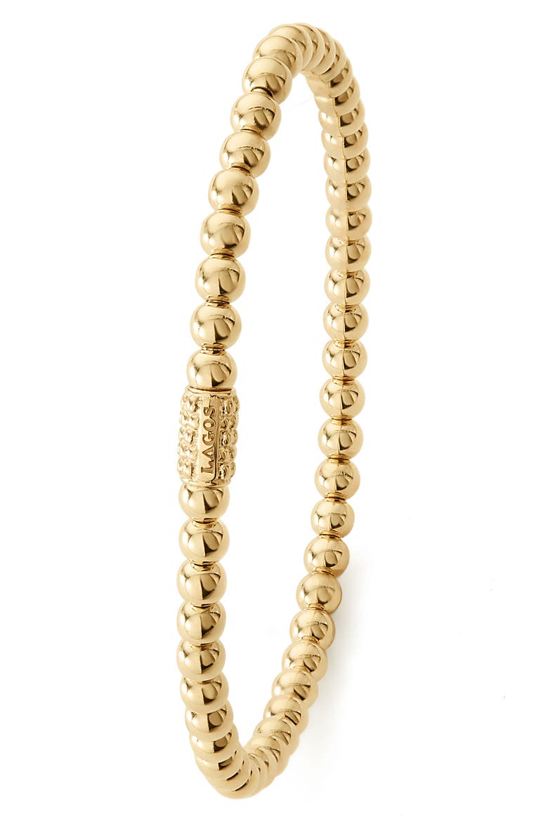 Caviar Gold Ball Stretch Bracelet, Alternate, color, GOLD