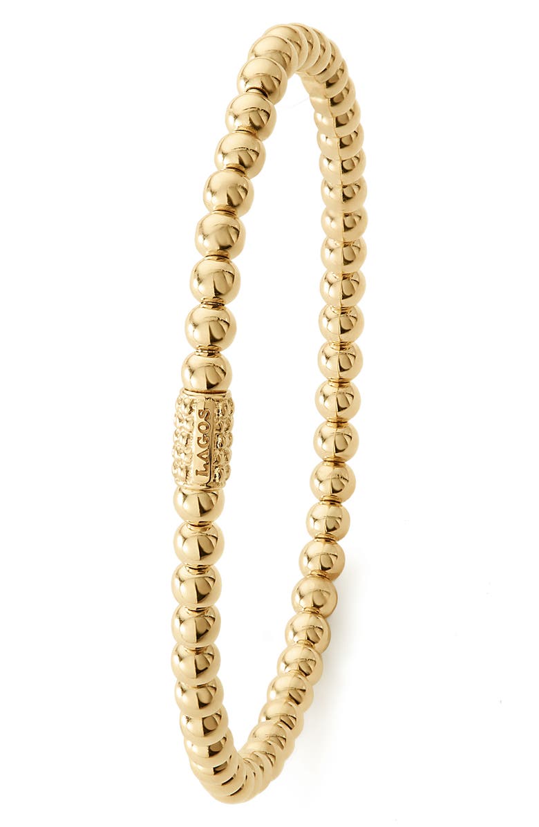 LAGOS Signature Caviar Beaded Stretch Bracelet, Alternate, color, Gold