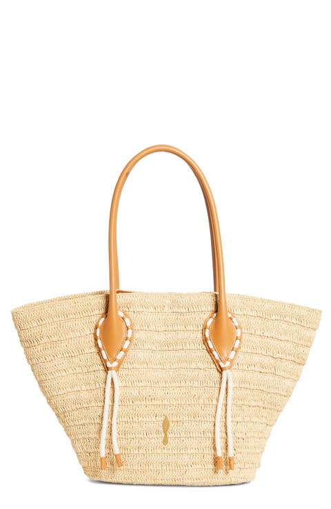 Large Woven Raffia Basket Tote