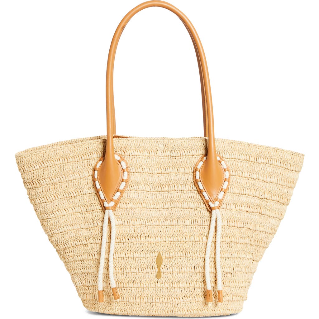 Christian Louboutin Large Woven Raffia Basket Tote in 6370 Natural/cuoio at Nordstrom