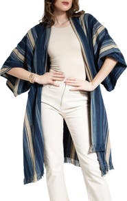 SAACHI Striped Fringe Trim Duster
