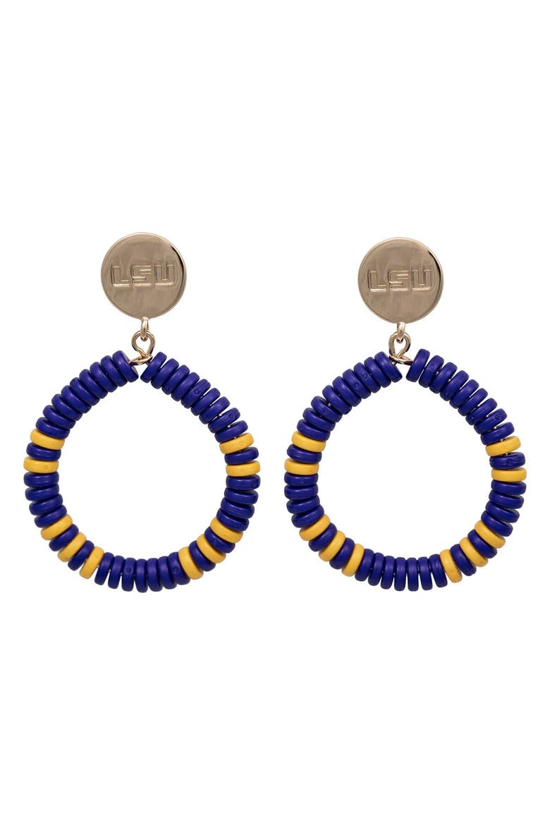 LSU Tigers Raya Earrings, Main, color, Gold